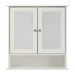 Interiors By Premier Spacious Bathroom Cabinet With Mirrored Doors, Elegant Bathroom Wall Cabinet, Sleek Cabinet For Washroom White