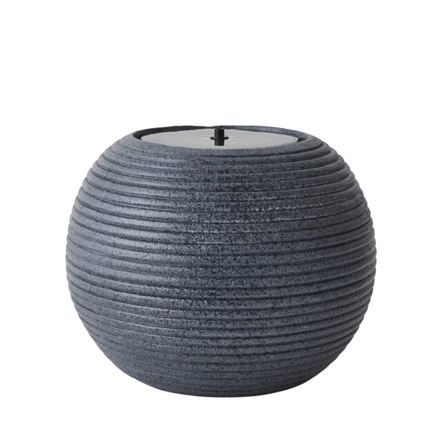 ValueLights Round Ribbed Solar Power Outdoor Cascading Water Fountain Grey