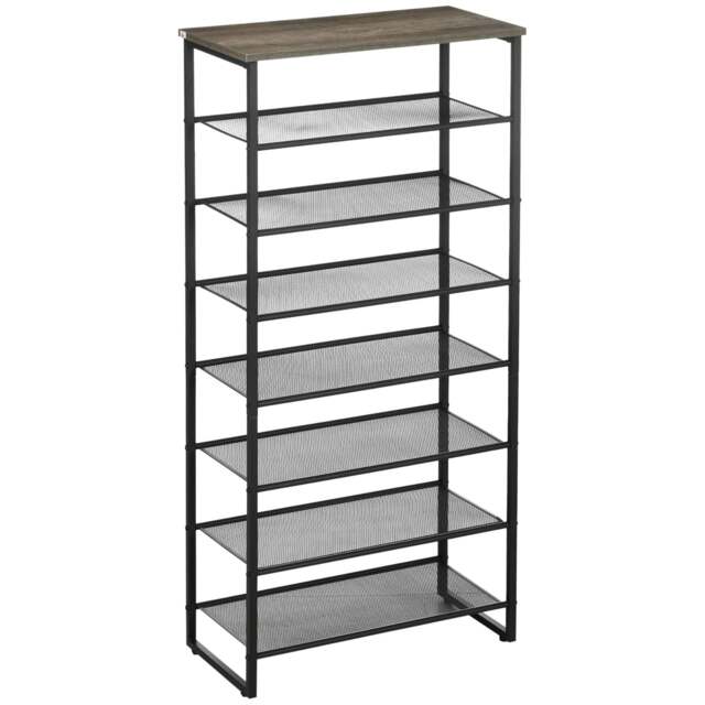 Tall Hallway Shoe Rack Storage Shelves Greige Grey