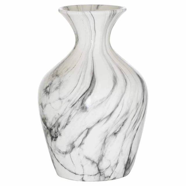 Marble Ellipse Large Vase - Ceramic - L23 x W23 x H36 cm - Grey/White White