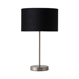 ValueLights Charlie Brushed Chrome Table Lamp Black Velvet Shade