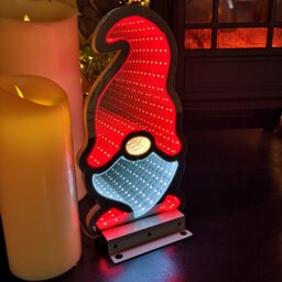 30cm Infinity Light up Christmas Gonk Decoration with Red & White LEDs on Metal Base