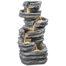 Outsunny Outdoor Fountain, Resin Freestanding Garden Fountain, Grey Grey Grey 47.5 x 33.5 x 101.5 cm