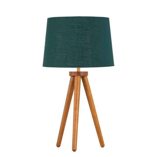 Voyage - Dark Oak Table Lamp or Bedside Light with Green & Gold Shade Brown Green Large 1