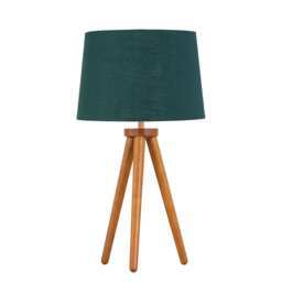 Voyage - Dark Oak Table Lamp or Bedside Light with Green & Gold Shade Brown Green Large 1