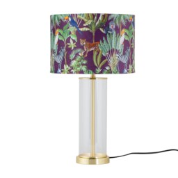 Aura - Satin Brass Table Lamp with Safari Velvet Shade Gold Multi Large 1