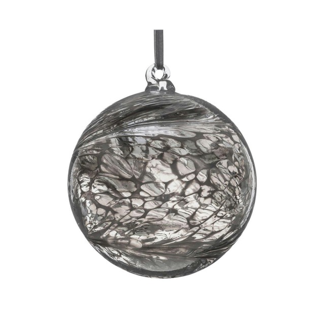 Sienna Glass Hanging Ornament 10cm Friendship Ball 25th Wedding Anniversary Silver