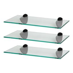 Harbour Housewares Floating Glass Shelf - 40cm - Metallic Brackets - Bathroom Shower Storage Vanity Display Unit Shelf Black Black 3
