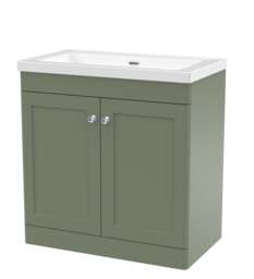 Balterley Swynnerton Traditional 2 Door Floor Standing Vanity Unit with Fireclay Basin, Satin Green, 800mm