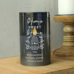 Personalised HOME Smoked Glass LED Candle Black 1
