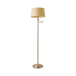 ValueLights Sinatra Brushed Chrome Adjustable Swing Arm Floor Lamp Beige Taper Shade