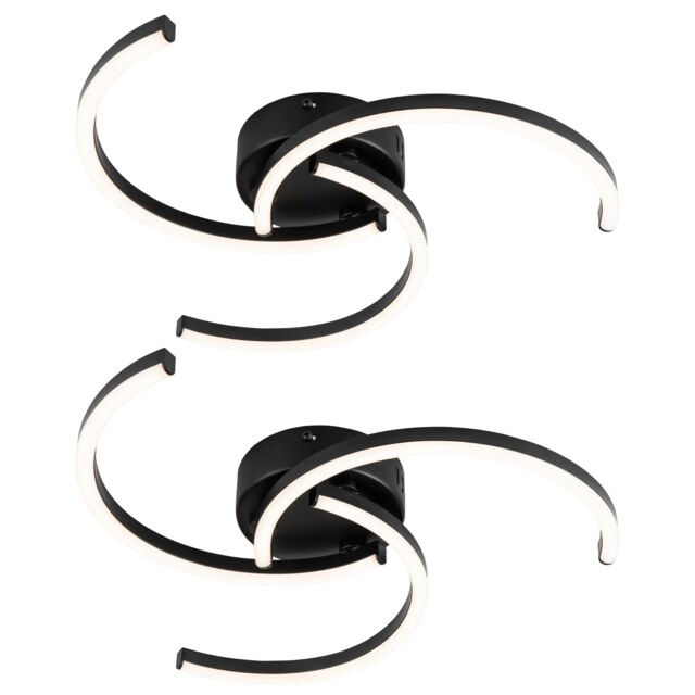 Set of 2 Curve - Black LED Flush Ceiling Lights Black 2