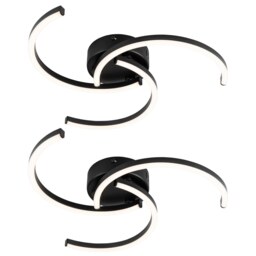 Set of 2 Curve - Black LED Flush Ceiling Lights Black 2