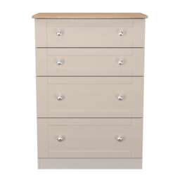 Cumbria 4 Drawer Deep Chest of Drawers in Kashmir Ash & Bardolino Oak (Ready Assembled) Cream Kashmir Ash & Bardolino Oak