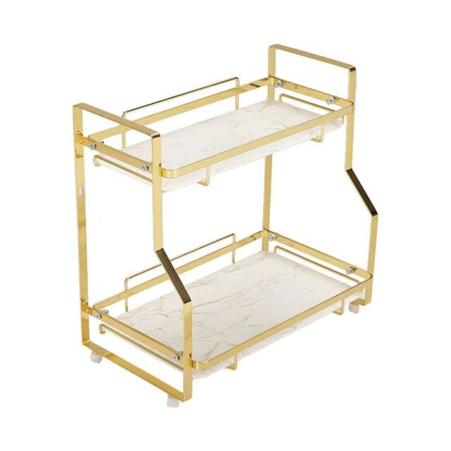 Living and Home 2-Tier Kitchen Bathroom Storage Rack - Gold
