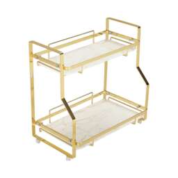 Living and Home 2-Tier Kitchen Bathroom Storage Rack - Gold