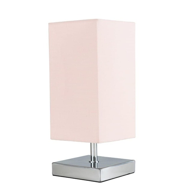 ValueLights Yuko Chrome Touch Table Lamp Pink Shade