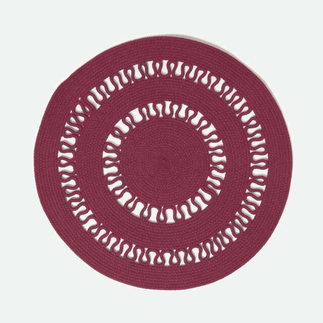 Homescapes Plum Crochet Braided Rug - 90cm Round Purple Plum