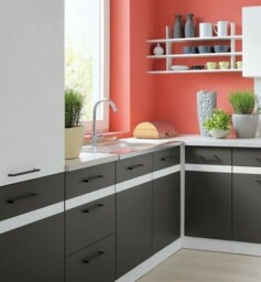 Corner Kitchen Base Cabinet Left 100cm 1000 Lower Cupboard Grey and White Junona