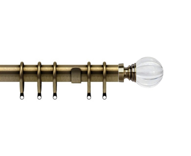 35mm Fixed Length Metal Curtain Pole Set Antique Brass Segmented Ball Finial 105cm Bronze Bronze