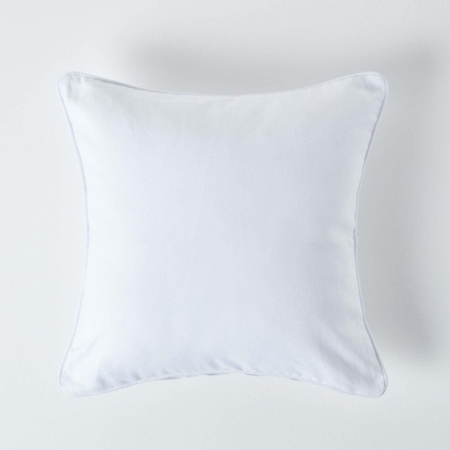 Homescapes Cotton Plain Off White Cushion Cover - 45 x 45 cm White Off white 1