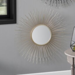 Gold Starburst Style Round Statement Wall Mirror