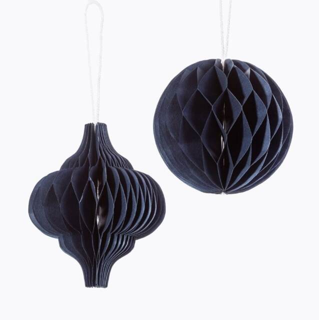 Sass & Belle Christmas Set of 2 Honeycomb Paper Decoration Blue