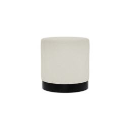 Lara Small Pouffe - Boucle/Metal - L41.5 x W41.5 x H44 cm - Ivory/Black Matte