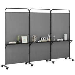 COSTWAY 3-Panel Folding Room Divider Privacy Screen Grey Grey
