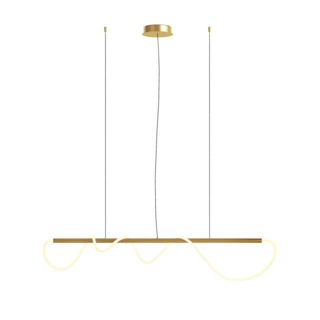 Maytoni Tau Modern Bar Pendant Ceiling Light Gold, 140cm Integrated LED 3000K