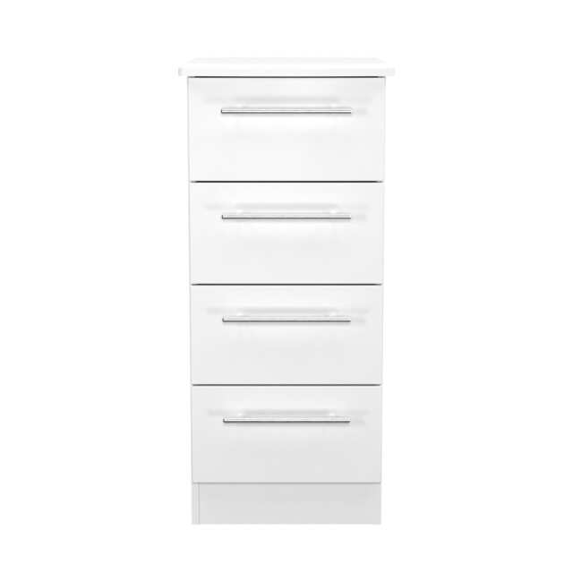 Carlton 4 Drawer Bedside Cabinet in Porcelain Matt (Ready Assembled) White Porcelain Matt
