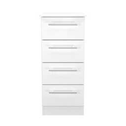Carlton 4 Drawer Bedside Cabinet in Porcelain Matt (Ready Assembled) White Porcelain Matt