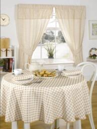 Gingham Pencil Please Curtains with Pelmet Header 116cm x 107cm Beige Cream Beige