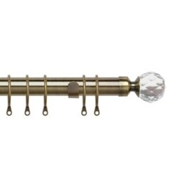35mm Fixed Length Metal Curtain Pole Set Antique Brass Acrylic Ball Finial 160cm Bronze Bronze