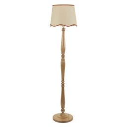 ValueLights Victoria Light Wood Floor Lamp Scallop White Trim Shade and Bulb