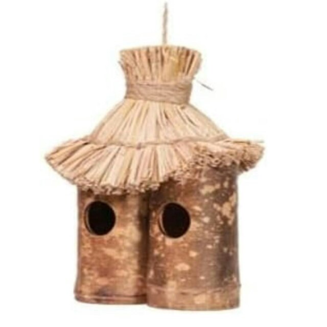 Marco Paul Tiki Style Bird Nesting House Natural Bamboo Multi