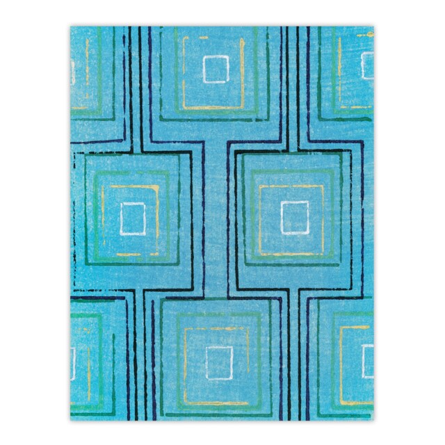 "Squares Geometric Blue Pattern Japan Wall Art Print Furuya Korin 18x24"""