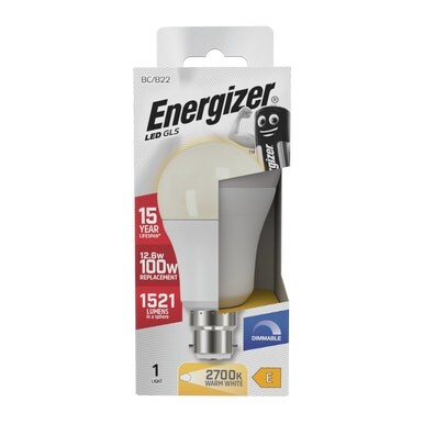 Energizer LED GLS B22 1521lm 12.6W 2700K (Warm White) Dimmable Light Bulb - Pack of 1