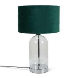 ValueLights Jessy Chrome Metal Table Lamp Forest Green Velvet Shade and Bulb