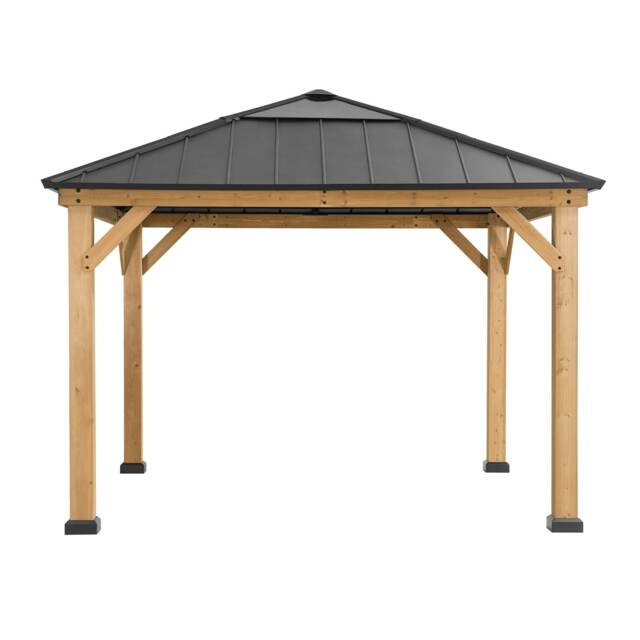 Sunjoy 3.36m x 3.36m Cedar Wooden Gazebo PIRIN, Anthracite