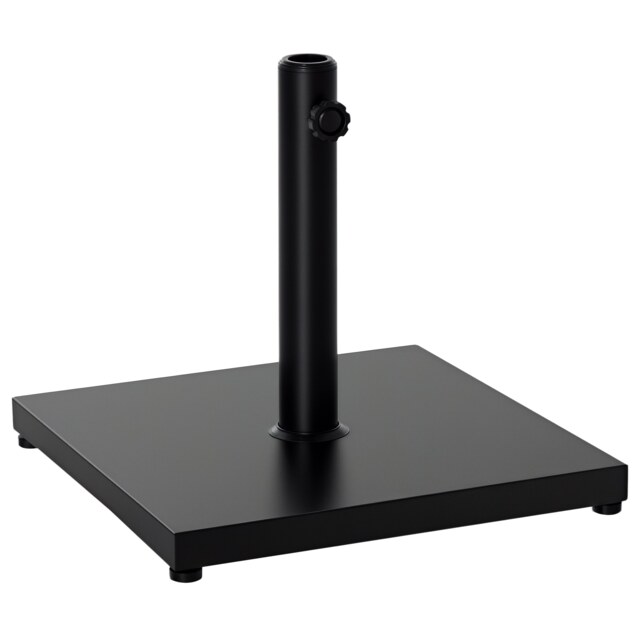 Outsunny 18KG Heavy Duty Steel Parasol Base Square Umbrella Base Stand Black Black Black