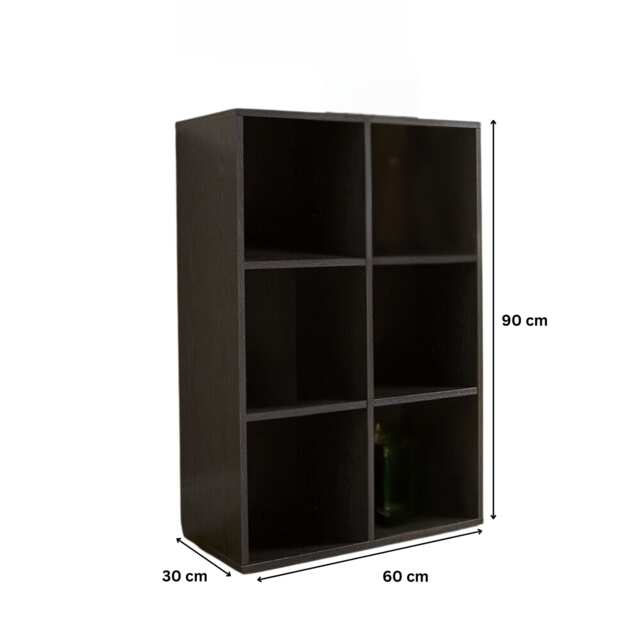 Storage Cube 6 Shelf Bookcase Wooden Display Unit Organiser Furniture Black