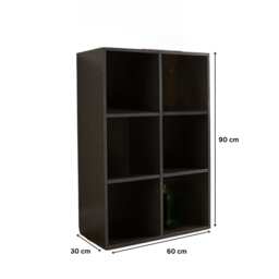 Storage Cube 6 Shelf Bookcase Wooden Display Unit Organiser Furniture Black