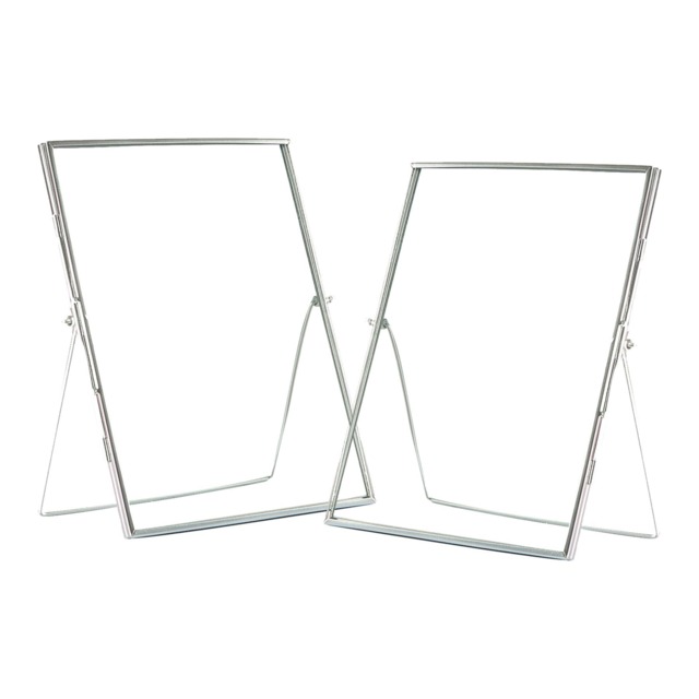"Nicola Spring Standing Metal Photo Frames - Picture Frame Freestanding Frame Display Poster Frame - Set of 2 Silver Silver 8"" x 10"""