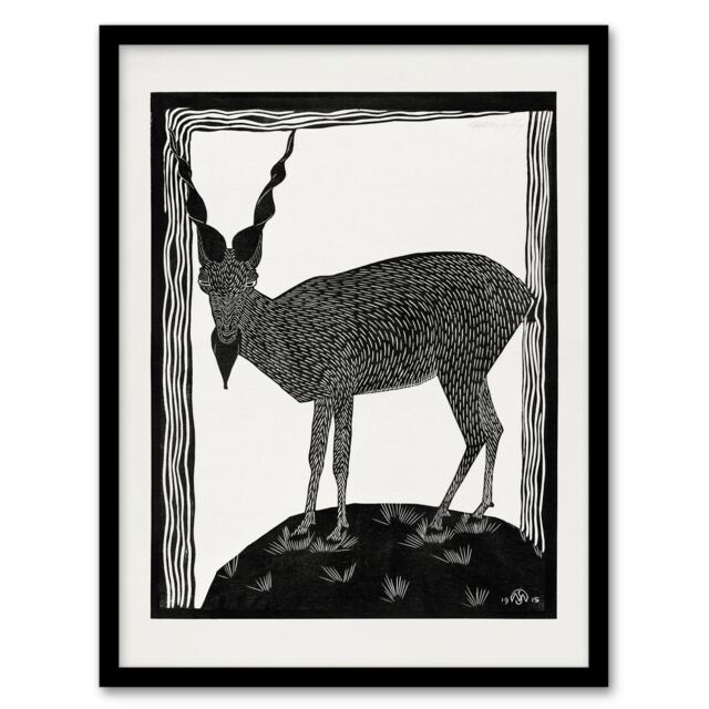 Samuel J De Mesquita Framed Wall Art Print Stylised Markhor Goat Home Décor