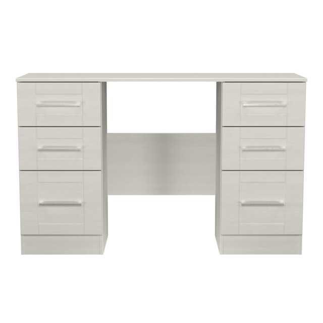 Ripon 6 Drawer Kneehole Desk in Grey Ash (Ready Assembled) Grey Grey Ash