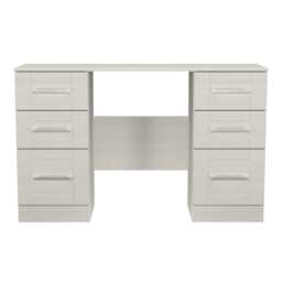 Ripon 6 Drawer Kneehole Desk in Grey Ash (Ready Assembled) Grey Grey Ash