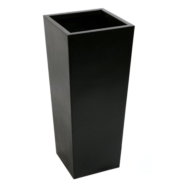 Primrose Tall Flared Square Fibreglass Outdoor Garden Planter in Matt Black 90cm x 40cm