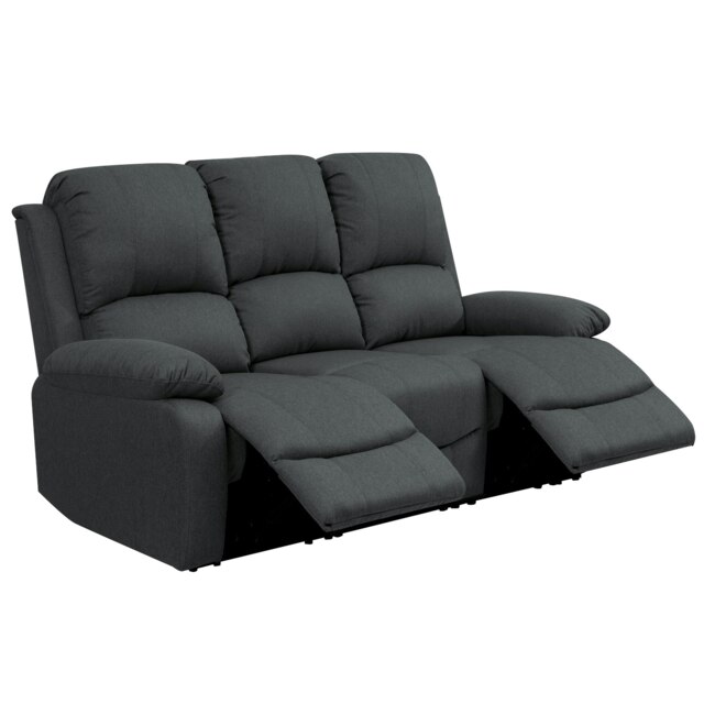 Luxury Fabric Reclining Sofa Suite With Armchair, 2-Seater Sofa And 3-Seater Sofa In Dark Grey