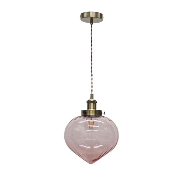 Layla - Pink Vintage Design Pendant Light with Antique Brass Flex Set